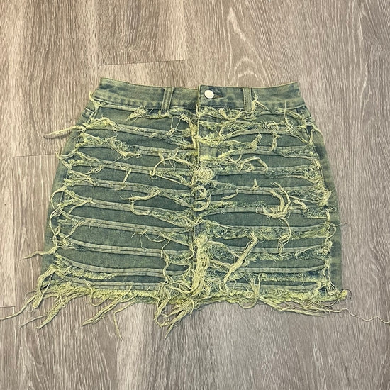 Distressed Denim Skirt
