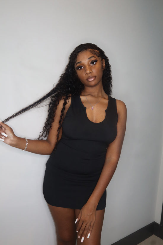 PEEKABOO RIBBED MINI DRESS